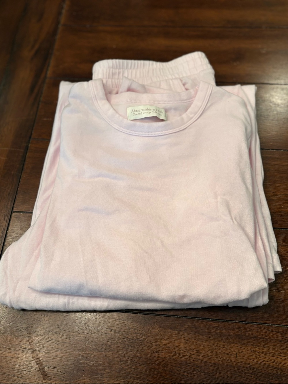 Abercrombie & Fitch Light Pink Lounge Set - Long Sleeve Top & Wide Leg Pants - Picture 6 of 8